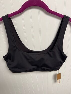 SKIMS Recycled Swim Tank Bikini Top Womens Large Onyx Black NWT